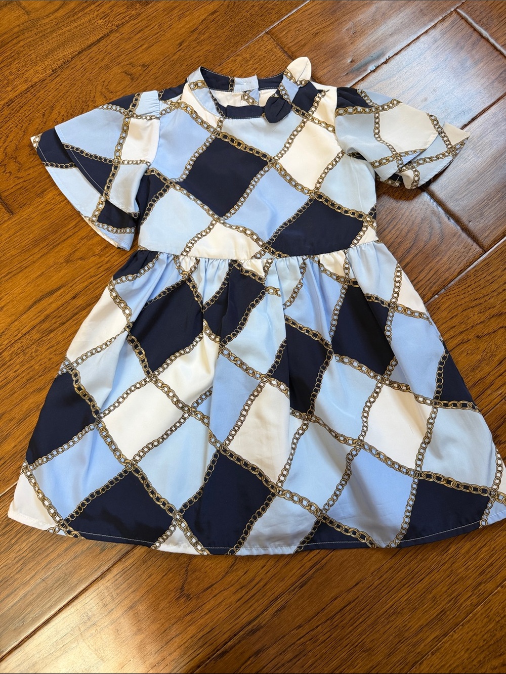 Janie and Jack Navy and Light Blue Chain-Print Dress